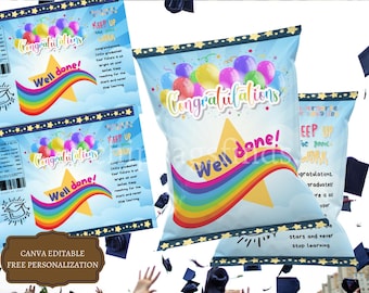 Felicitaciones PREESCOLAR KINDERGARTEN Graduación Bolsa de Papas Fritas Editable en Canva