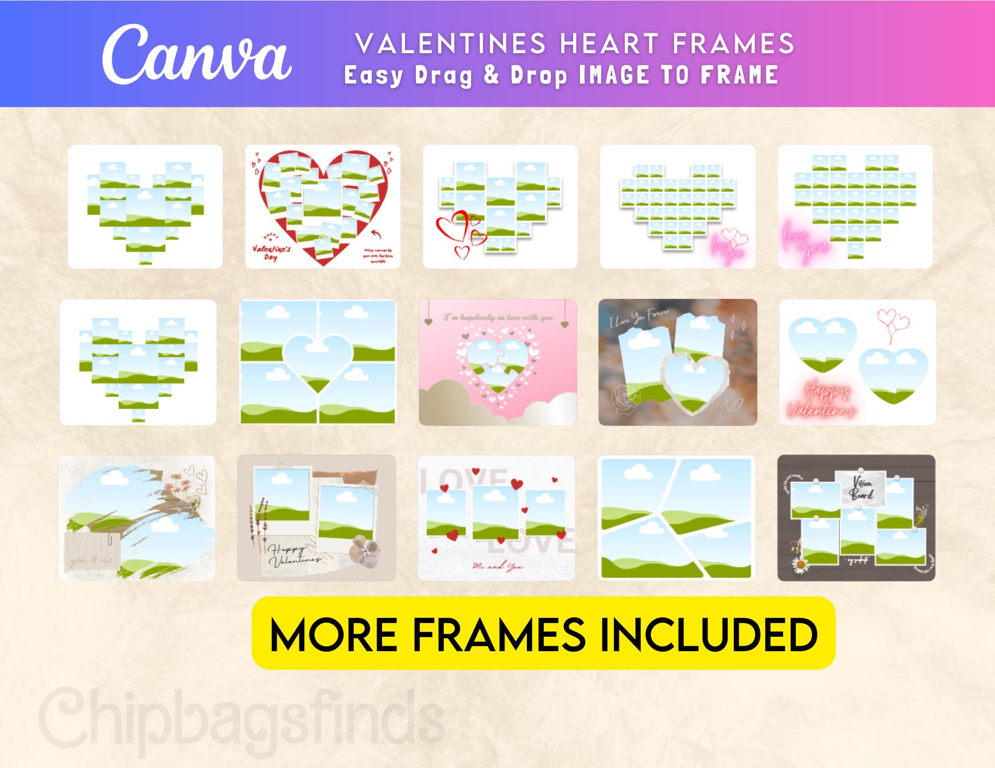 Heart Photo Collage Easy Drag and Drop Valentine Heart Frames Editable ...