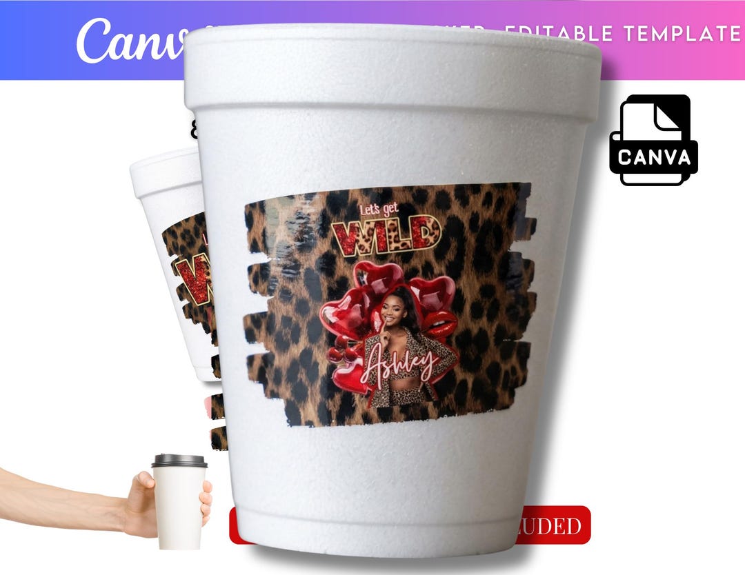 Styro Wrapper DIY Styro Cup Wrapper Wild Cheetah Editable in Canva - Etsy