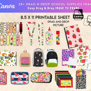 Set of 25 Back to School MockUp School Supply Mockups School Templates Editable in Canva Free Subject labels
