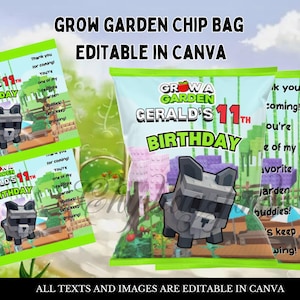 Grow a Garden Chip Bag Template: Editable Party Favor (PDF File)