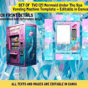 Mermaid Vending Machine Birthday Template: Editable Canva Design (PDF)
