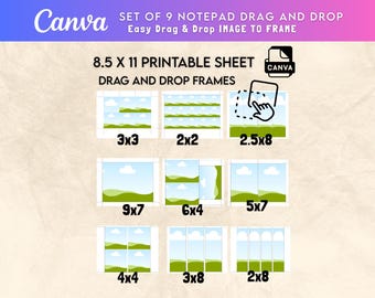 Set of 9 Canva Notepad Templates: Drag and Drop Designs (Digital Download)