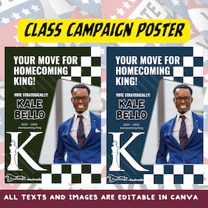 Homecoming King Chess Theme Flyer Poster Student Campaign