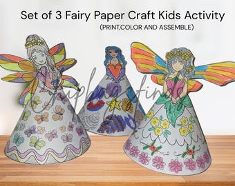 Printable Set of 3 Fairy Paper Craft Kids Activity