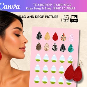 Eenvoudig slepen-en-neerzetten TearDrop-oorbelframes bewerkbaar in canvas