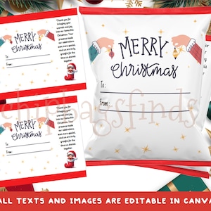 Christmas Lights Up Holiday Snack Chip Bag Editable in Canva