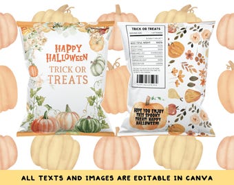 Sjabloon Halloween-pompoenzakje, snacks (canva)