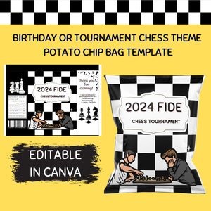 Checkmate your Guests with Custom Chess-Themed Chip Bag Templates!