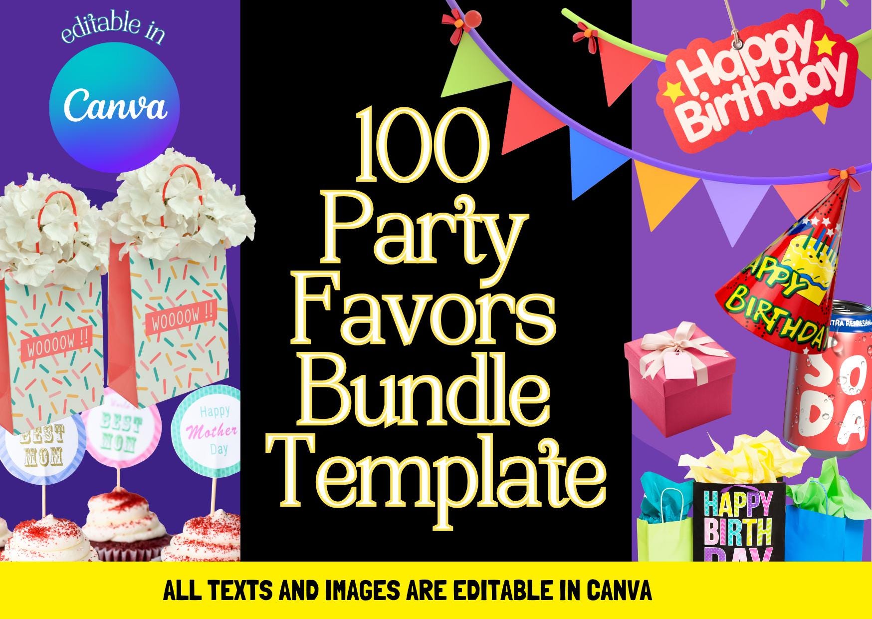 100 Party Favors Templates Editable in Canva