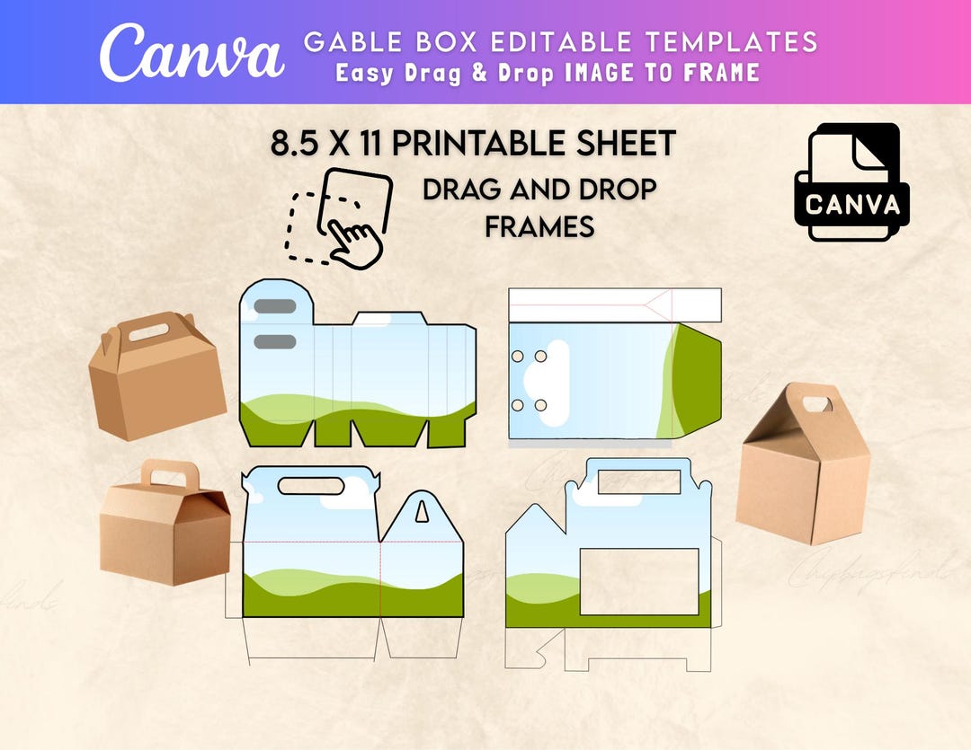 Easy Drag and Drop Gable Box Template Editable in Canva - Etsy