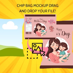 Snack Bag mock up Easy Drag and Drop Chip Bag Mock Up File template