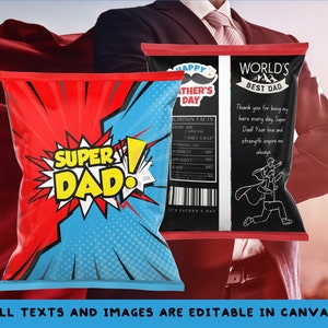 Super papa, thème comique, sac à puces pour papa, joyeuse fête des pères, papa super héros