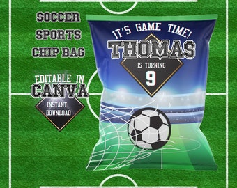 Soccer Chip Bag Template for Soccer Birthday Party Favors
