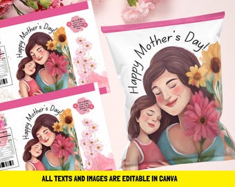 Sacchetto di patatine per mamma e figlia, regalo modificabile in Canva