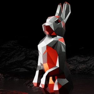 Planos para escultura metálica de liebre erguida, archivos DXF CNC de conejo de baja poli, proyecto de soldadura DIY, arte para jardín, descarga digital