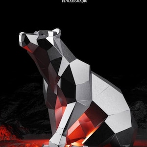 Oso LowPoly sentado en acero
