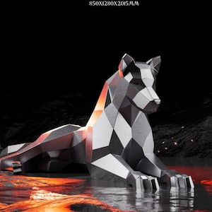 Planos para escultura metálica de lobo de baja poligonalidad / Archivos DXF para CNC y guía de montaje