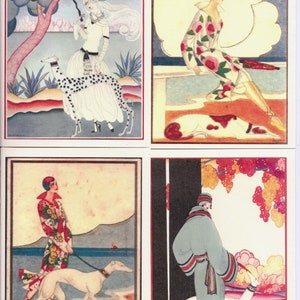 Vogue/Art Deco Greyhound Dog Art Cards set of 4 w/envelopes