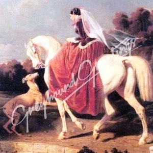 Greyhound Dog Tile Art Piece &quot;Sidesaddle&quot; - Stand o Hang 4-1/4&quot; Quadrato