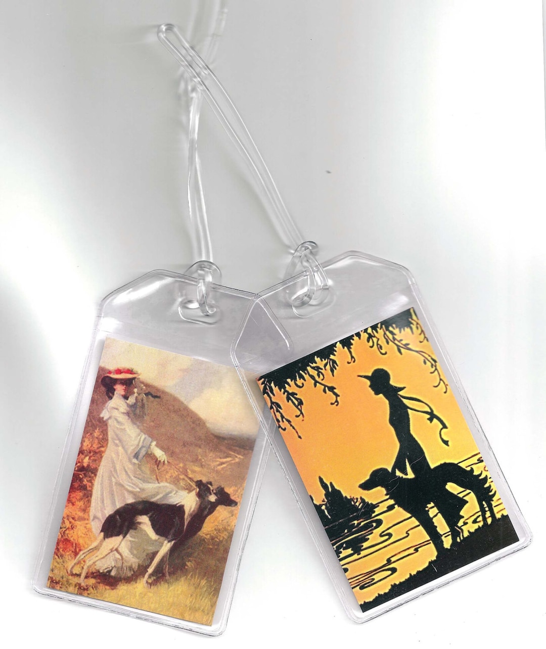 Set of 2 Greyhound Luggage Tags Vintage Altered Art Ladies and Sighthounds Etsy