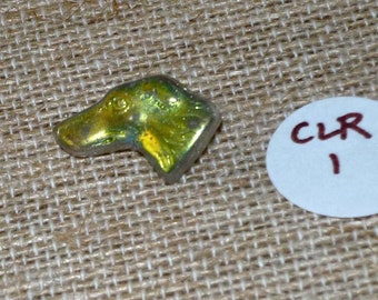 Clear Czech Glass Button shaped like Greyhound/Whippet Head with Aurora Borealis Finish ~3/4" diameter CLR1