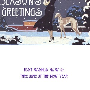 Vintage Altered Art Greyhound and Lady Season's Greetings Cards Set of 4, with envelopes image 2