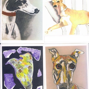 Sue Monahan Dog Art Notecards Zestaw 4 z kopertą Seria II