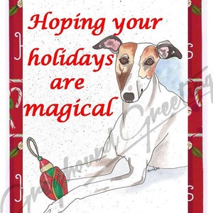Cartes de Noël Greyhound - Sue Monahan Magical Holidays - Set de 4