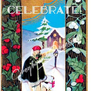 Cartes vintage Altered Art Greyhound and Lady Celebrate - Set/4 enveloppes