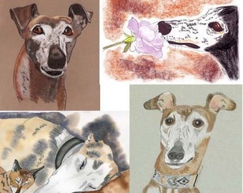 Sue Monahan Senior Dog Art Notecards Set of 4 w/env