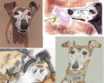 Sue Monahan Senior Dog Art Notecards Set of 4 w/env