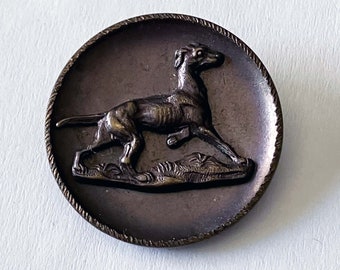 Vintage Greyhound or Whippet Dog Trotting Metal Button, 1-1/8" (B083)