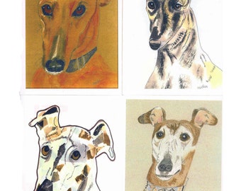 Sue Monahan Dog Art Notecards Set of 4 w/env Series I