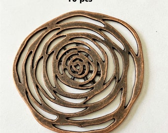 Destash - Lot of 10 Antique Copper Maze Pendant or Keyring Focals, Wholesale Prices 121C