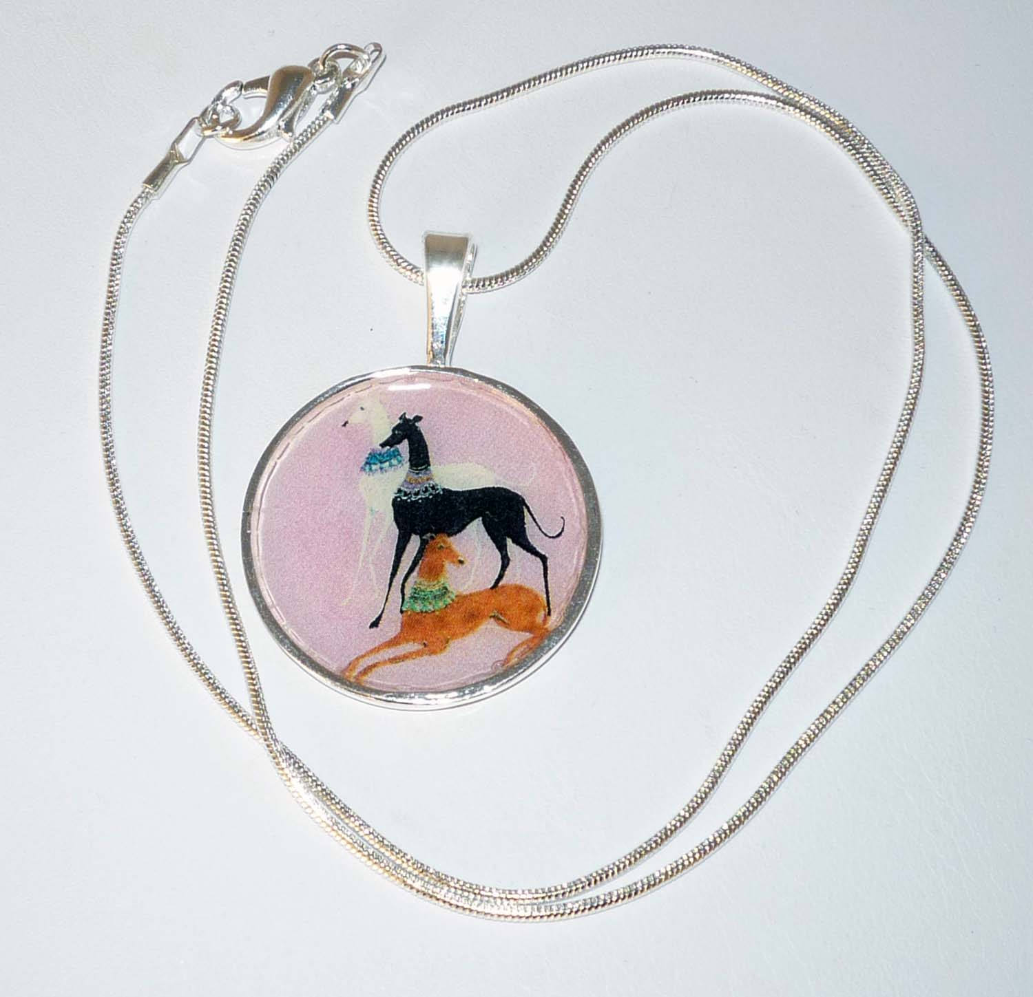 ArtDog Necklace Silver Plated Dog Pendant on a Snake Chain Doberman Pinscher