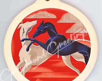 Art Deco Greyhound Dogs Porcelain Ornament Whippet IG
