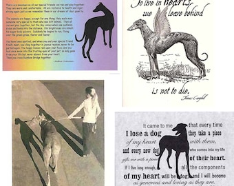 Greyhound Dog Sympathy Card Assortment - set of 4, with envelopes