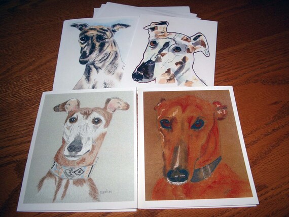 Sue Monahan Senior Dog Art Notecards Set of 4 w//envs