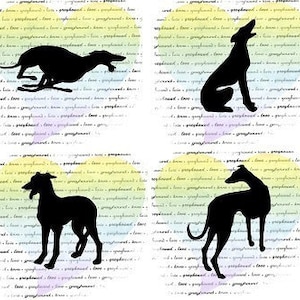 Cartes de correspondance Greyhound Love Chien whippet galgo série I