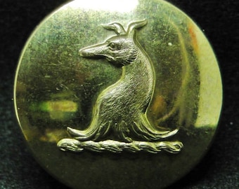 Antique Gilt Livery Button Greyhound Head Erased with Ears Perked,Pitt, 1875-1895