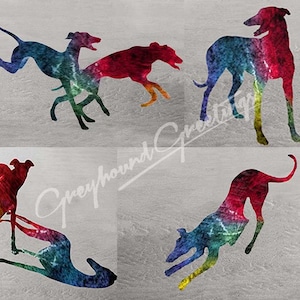 Jeu de 4 cartes de correspondance Seaside Dreams Greyhound Dog