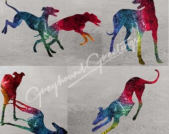 Seaside Dreams Greyhound Dog Notecards Set of 4 w/env