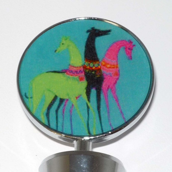 Greyhound Teal Deco Dogs Wine Bottle Stopper Whippet IG