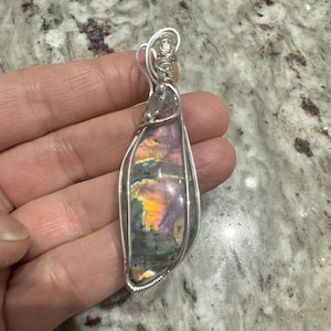 Purple Labradorite wrapped in 925 Sterling Silver