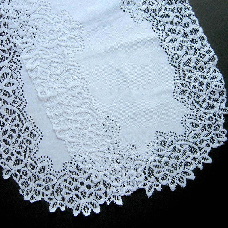 Housewares Table d\u00e9cor Home d\u00e9cor Wide lace border 52 inches long Vintage White Lace Table Runner or Dresser Scarf Table linen