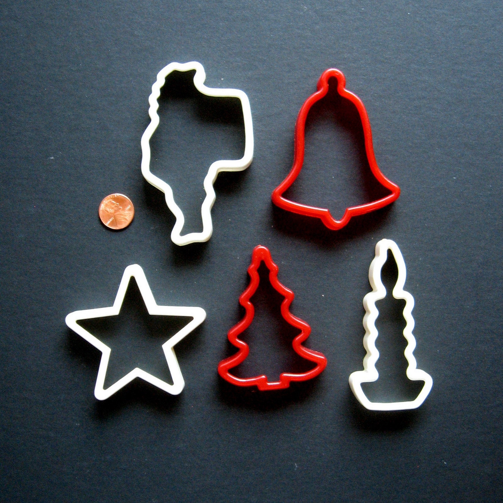 Vintage Christmas Cookie Cutters Set of 5 Plastic cookie | Etsy