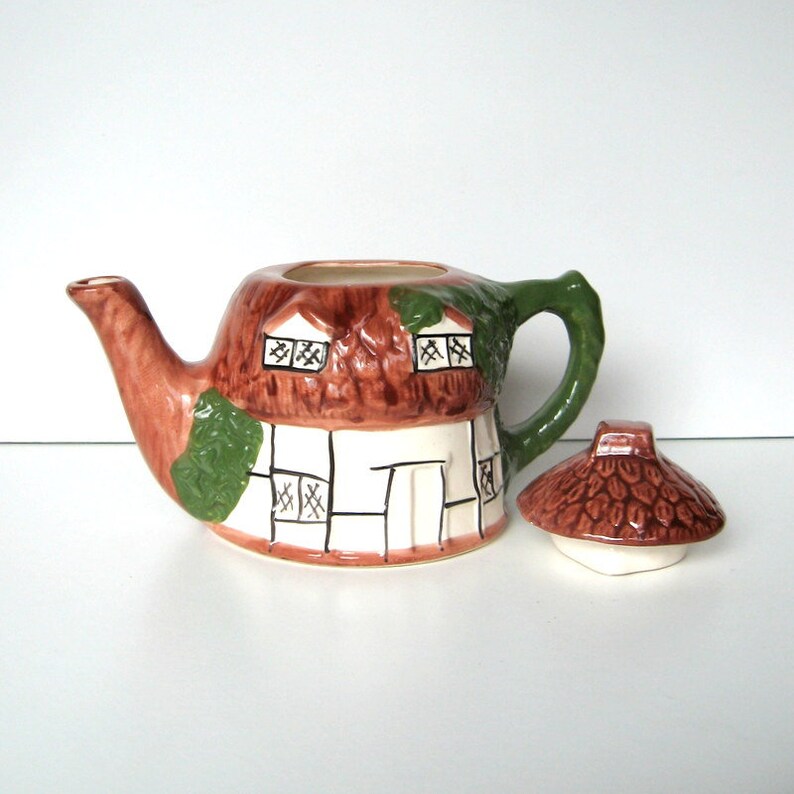 Vintage Cottage Teapot Small Teapot House Teapot Brown Etsy