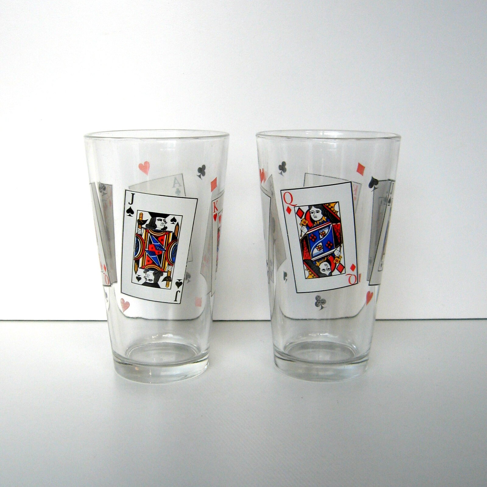 Vintage Glasses Playing Card Theme Glasses Set of 2 6 Etsy