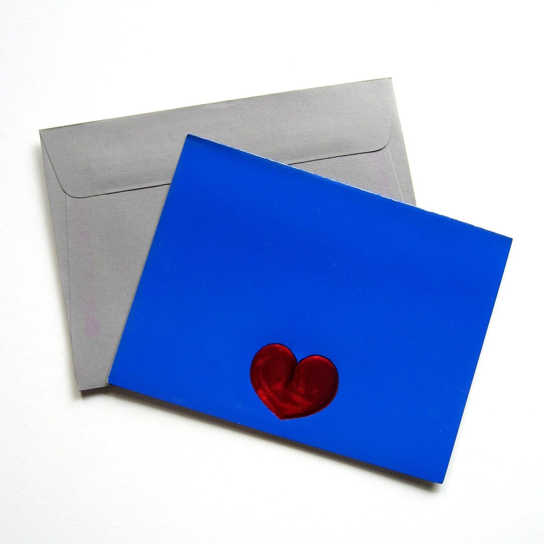 Vintage Blank Note Card Metallic Heart 1970s Super Etsy